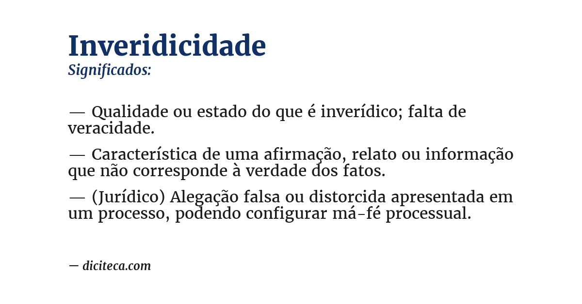 Significado de inveridicidade