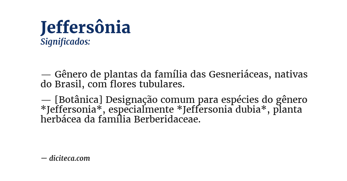 Significado de jeffersônia
