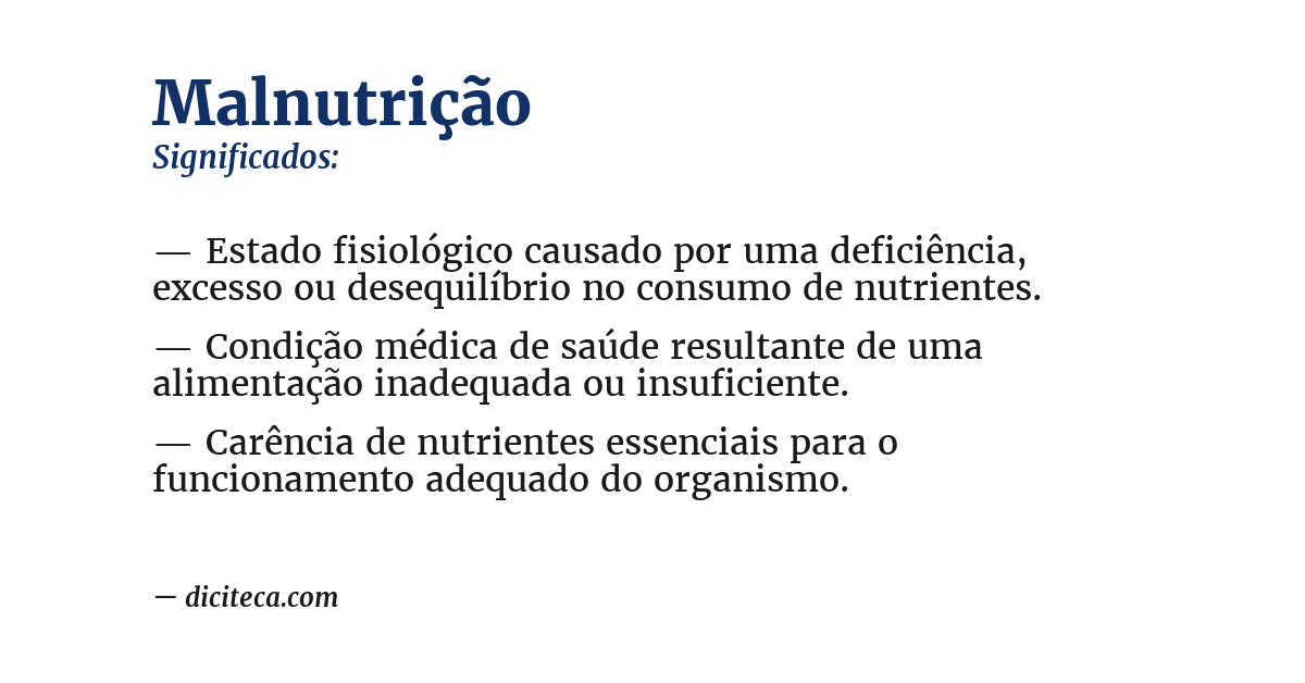 Significado de malnutrição