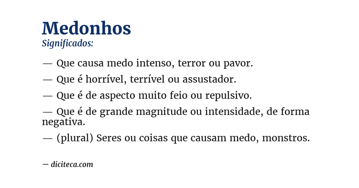 Significado de medonhos