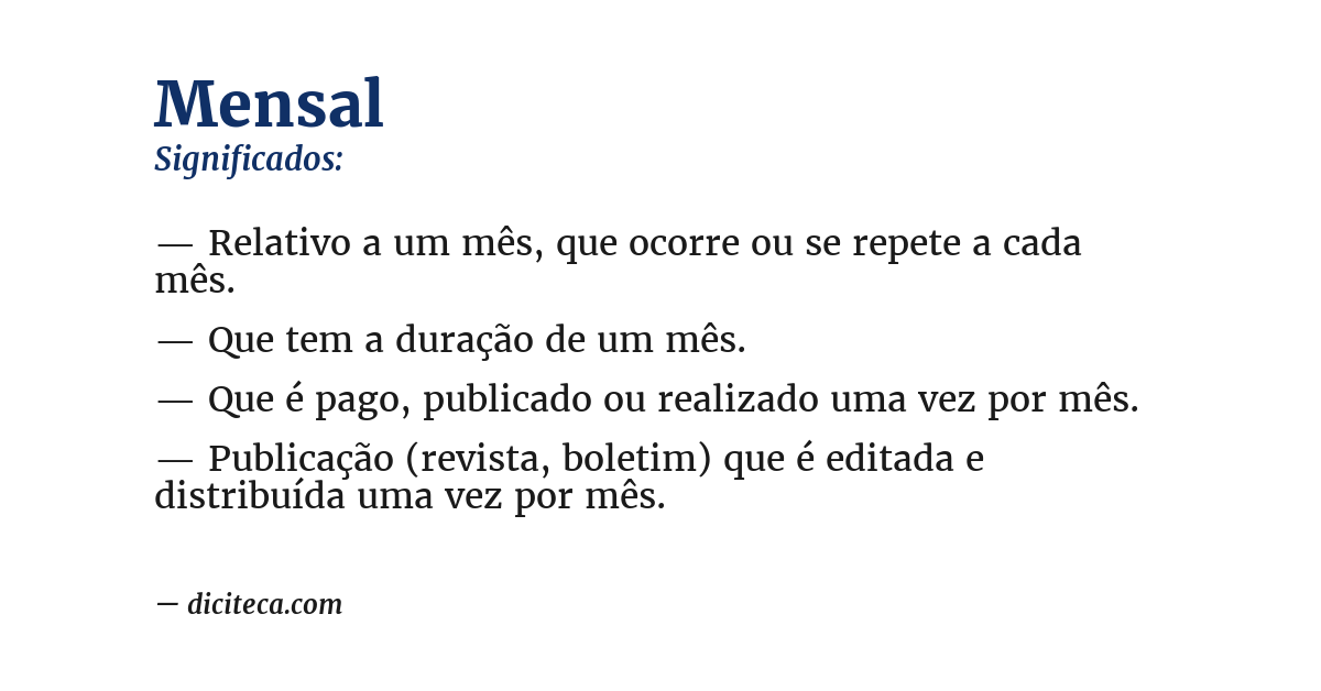Significado de mensal