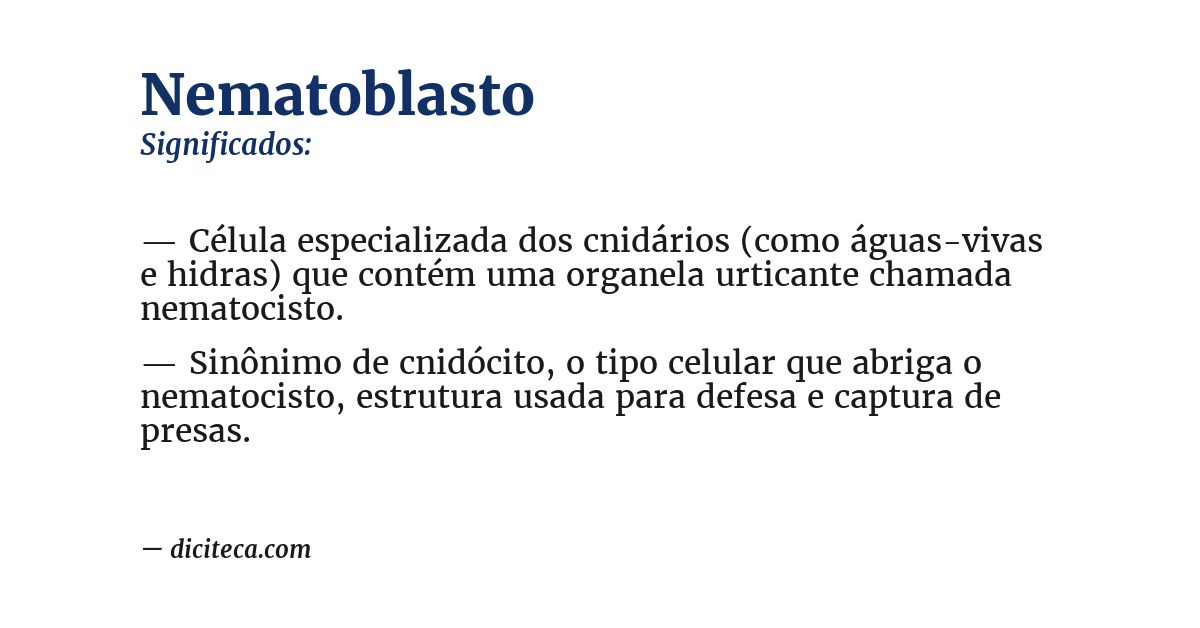 Significado de nematoblasto