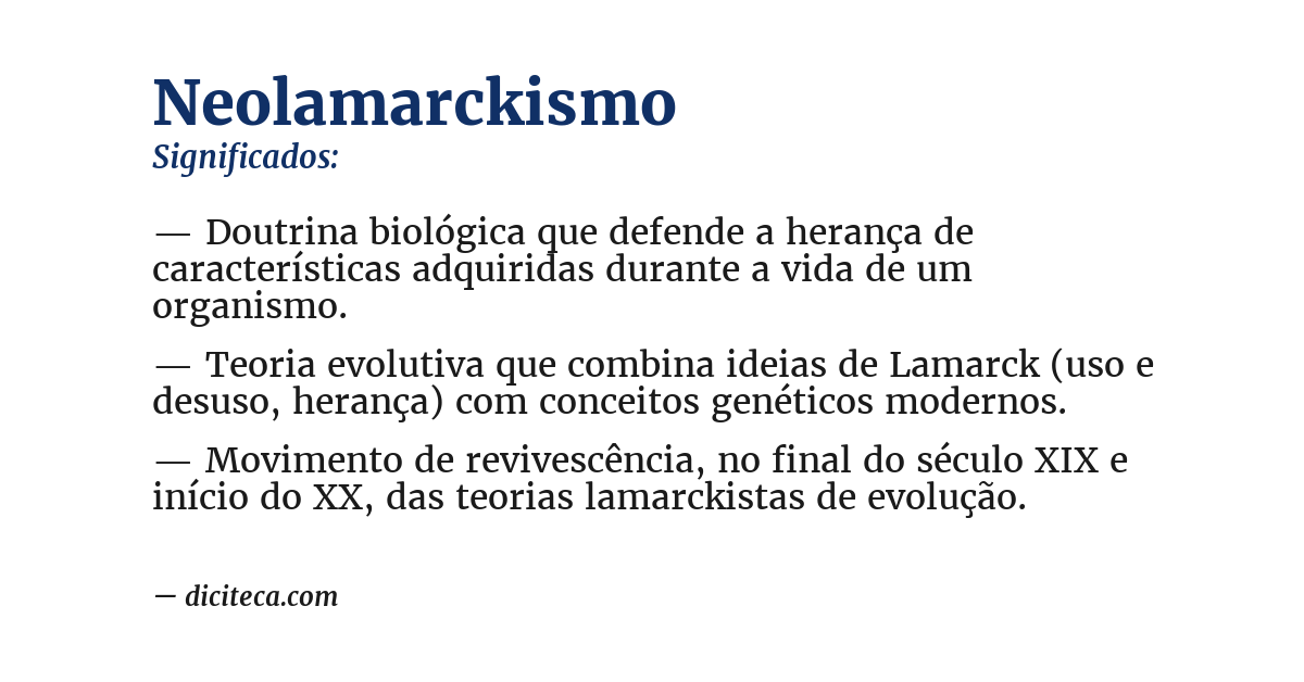 Significado de neolamarckismo