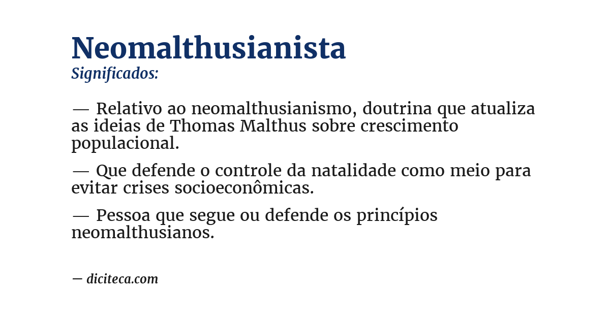 Significado de neomalthusianista