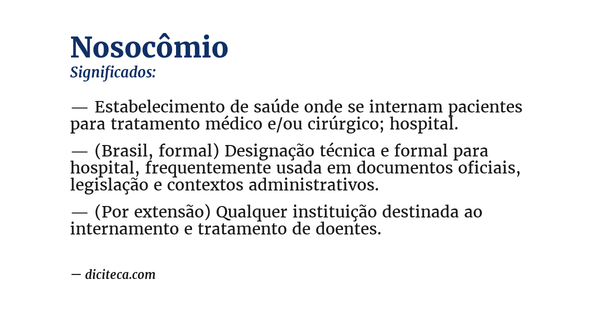 Significado de nosocômio
