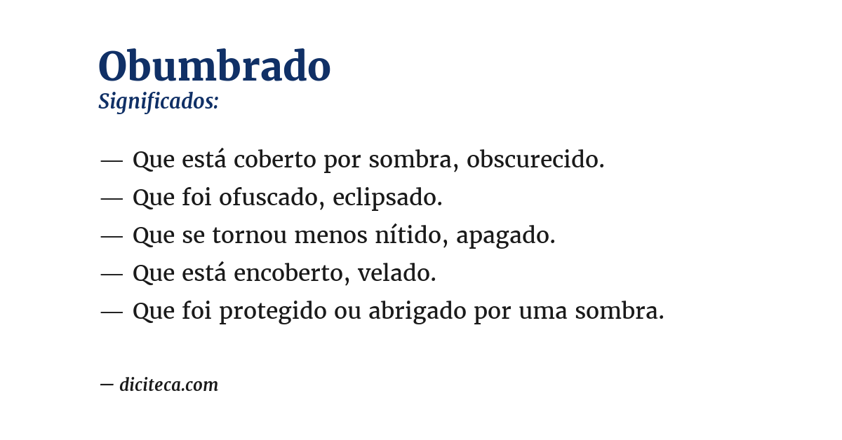 Significado de obumbrado