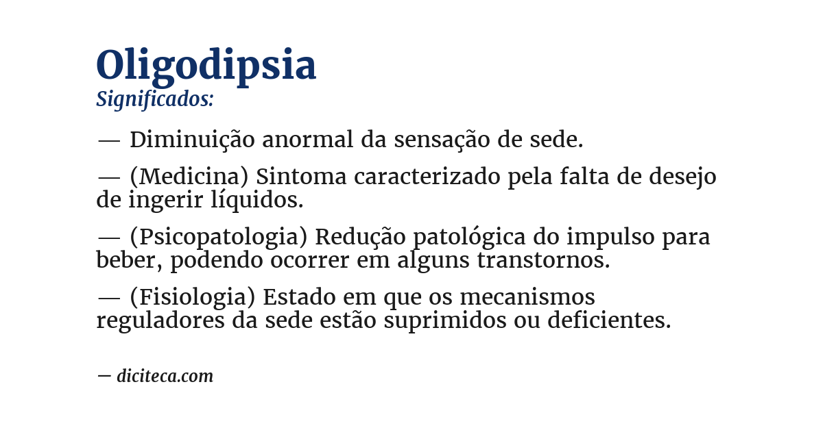 Significado de oligodipsia