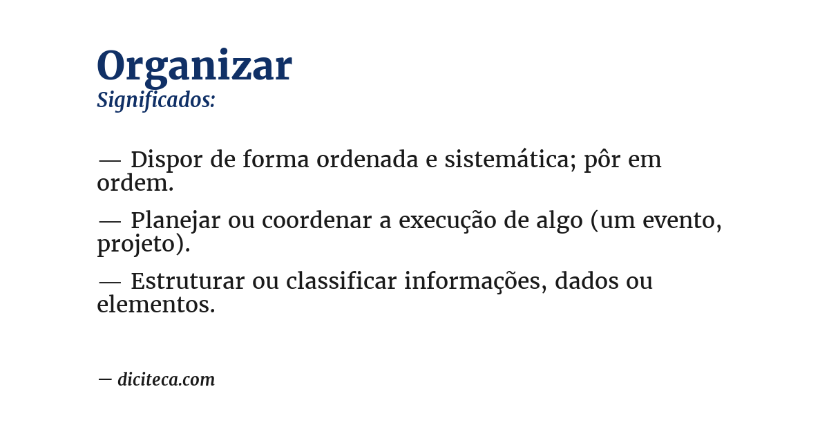 Significado de organizar