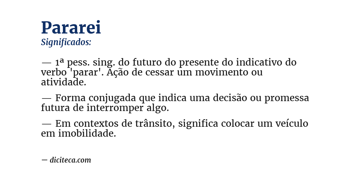 Significado de pararei