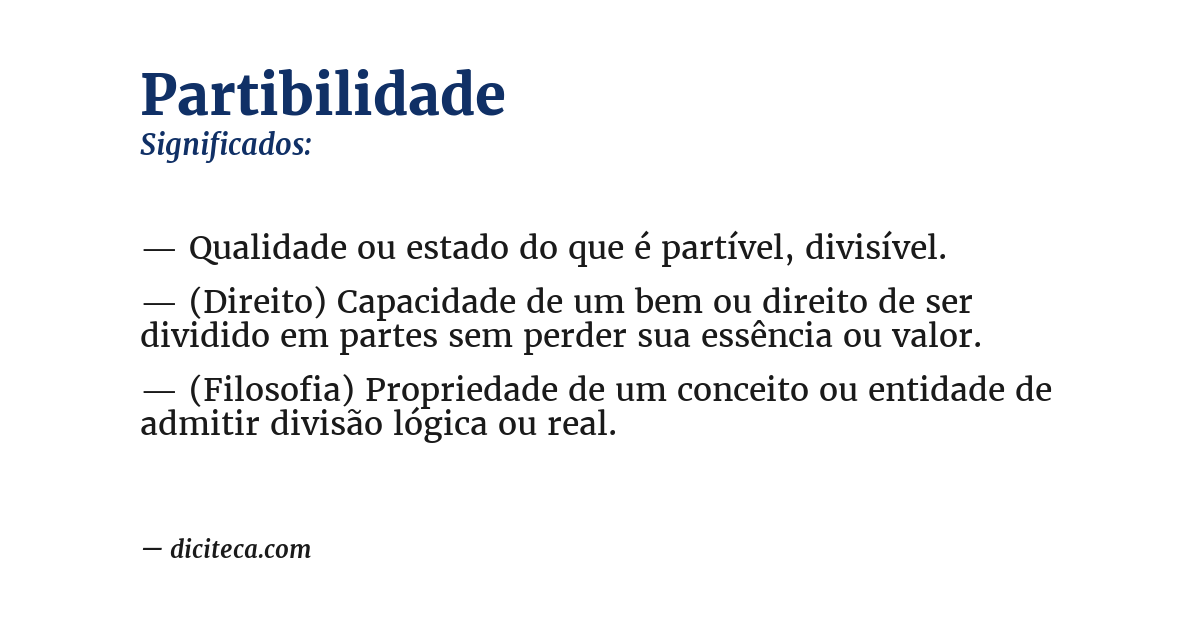 Significado de partibilidade