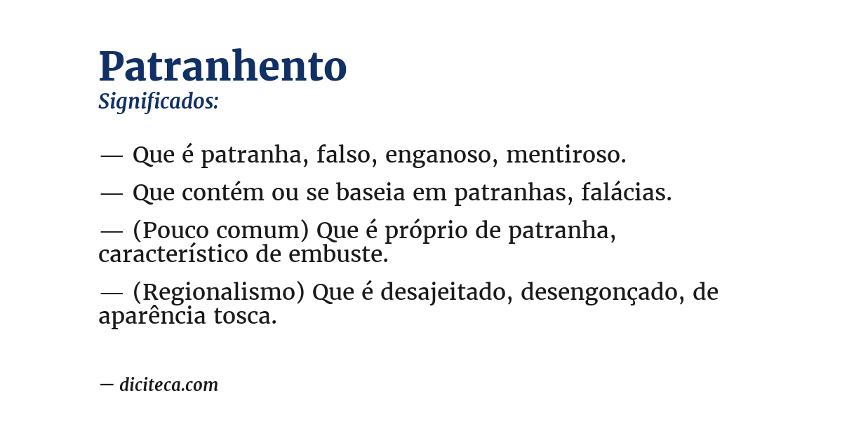 Significado de patranhento