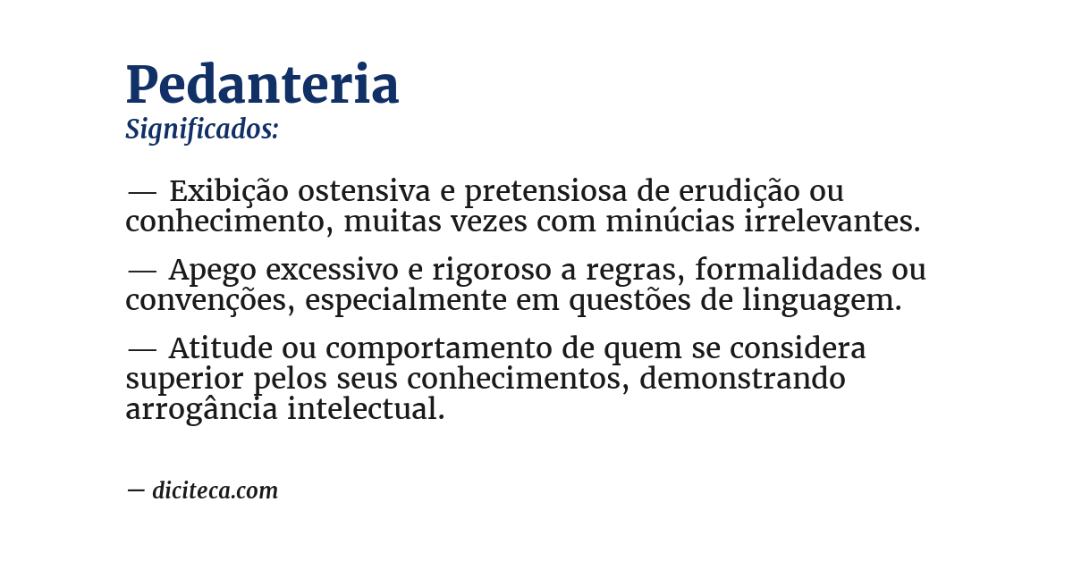 Significado de pedanteria