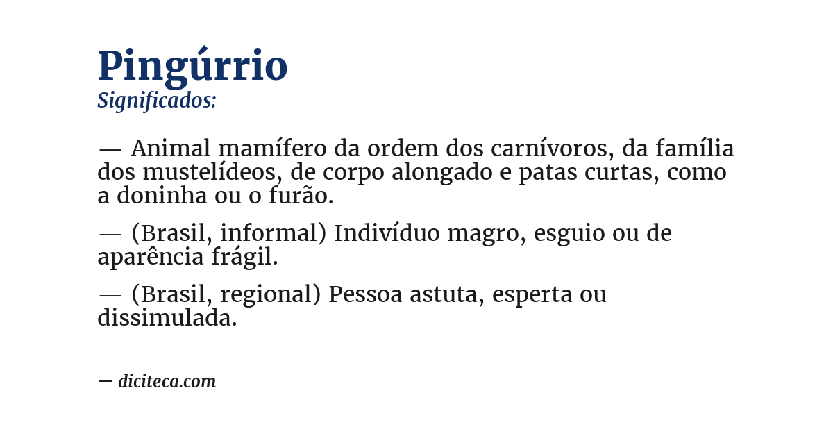 Significado de pingúrrio