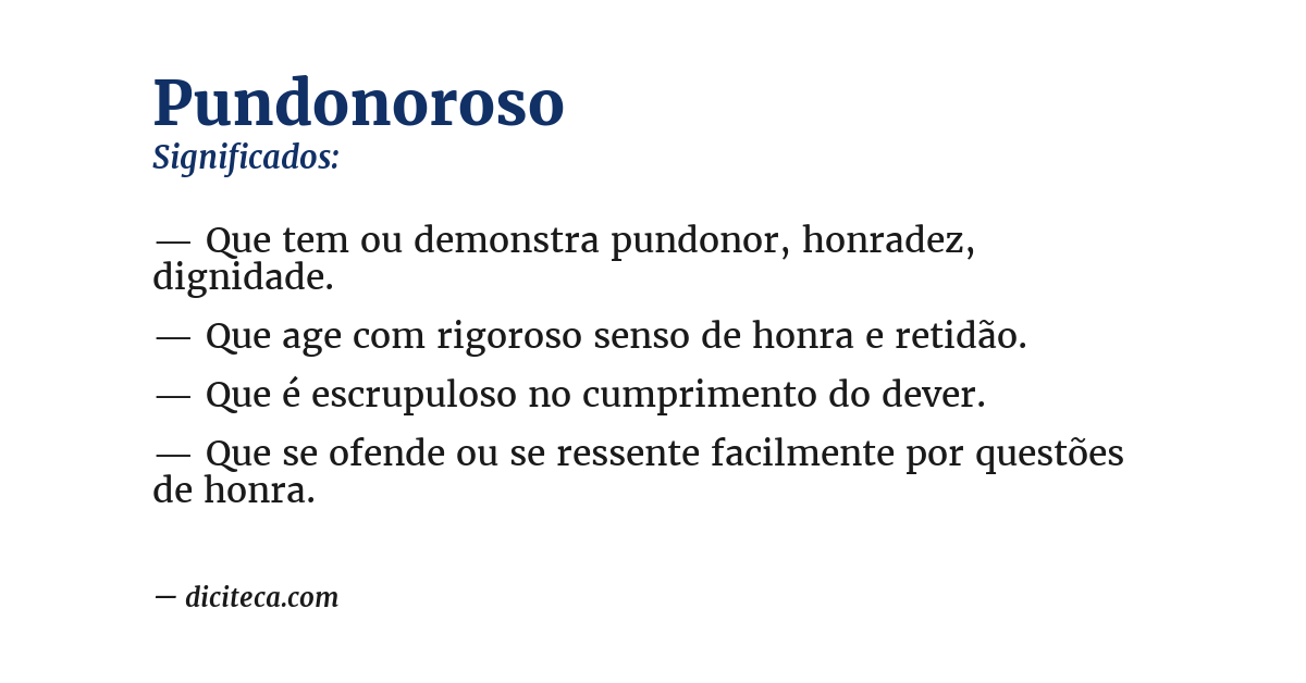 Significado de pundonoroso