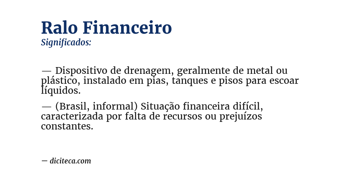 Significado de ralo financeiro