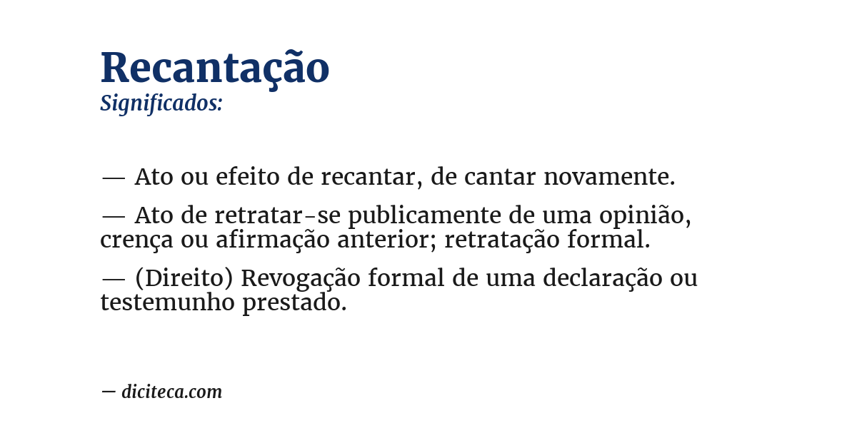 Significado de recantação