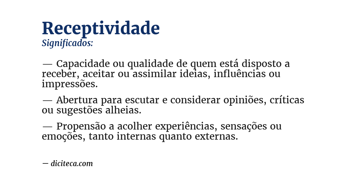 Significado de receptividade