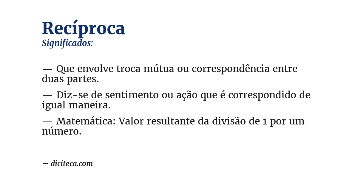 Significado de recíproca