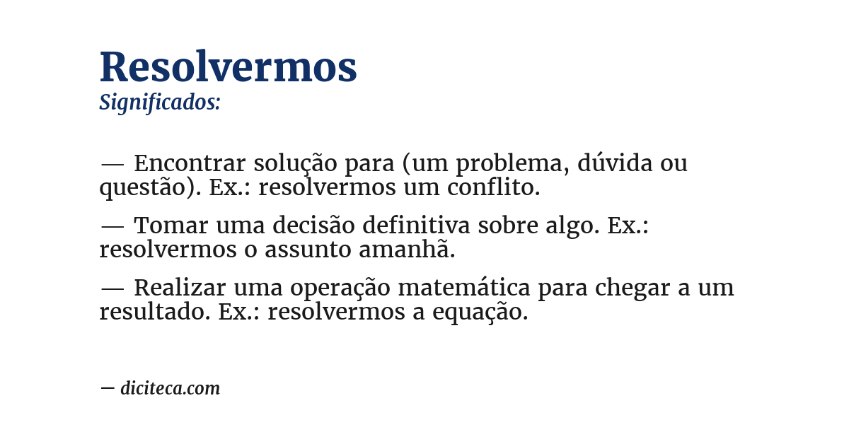 Significado de resolvermos