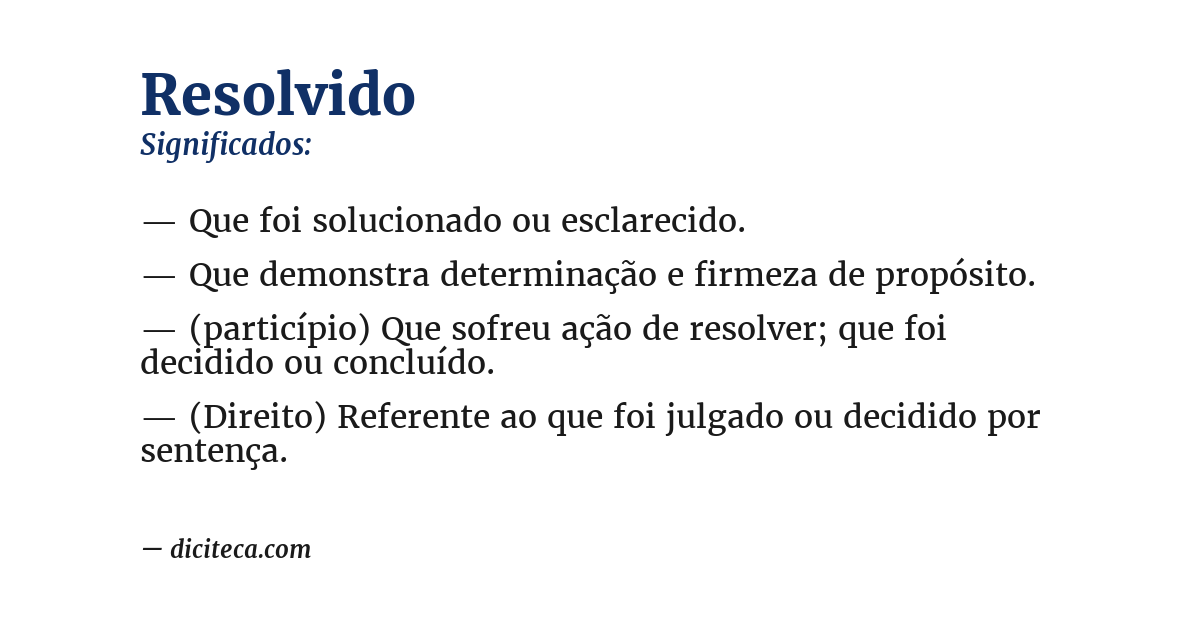 Significado de resolvido