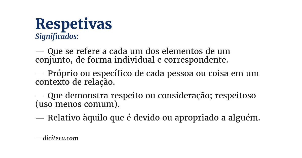 Significado de respetivas
