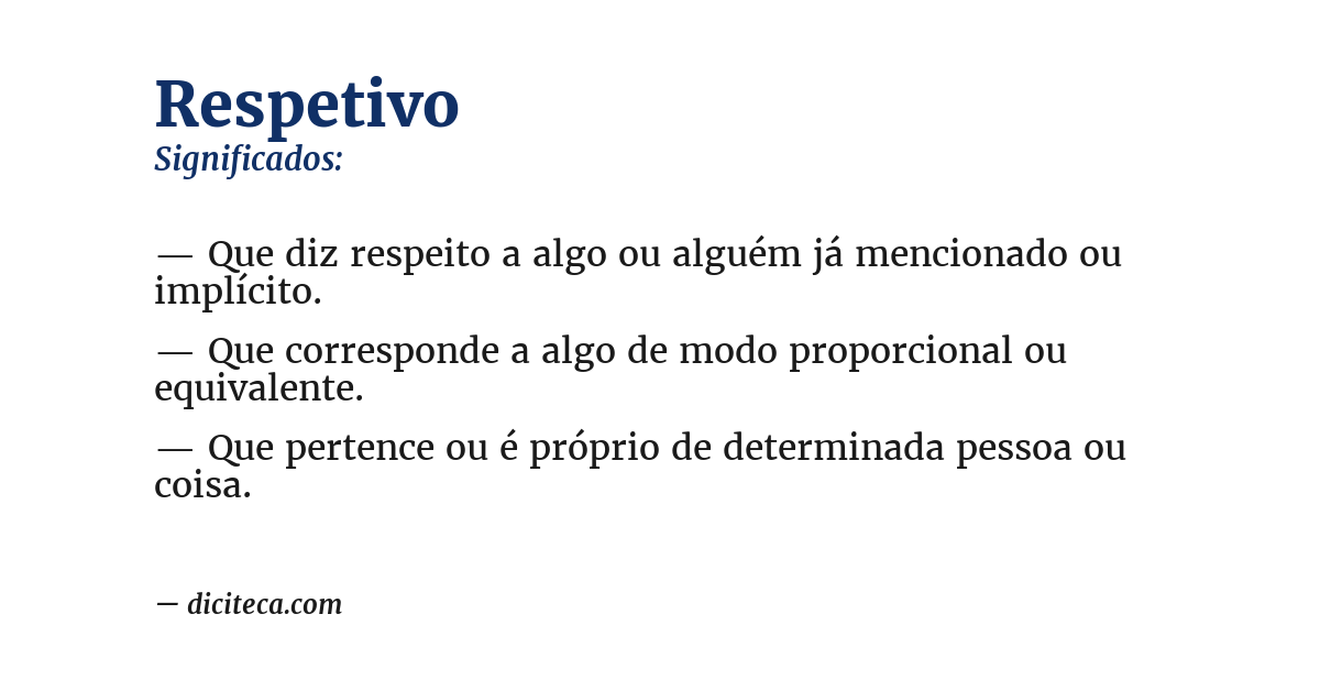 Significado de respetivo