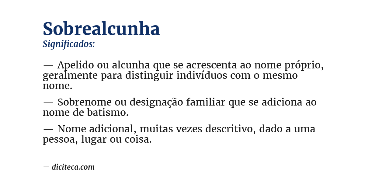 Significado de sobrealcunha