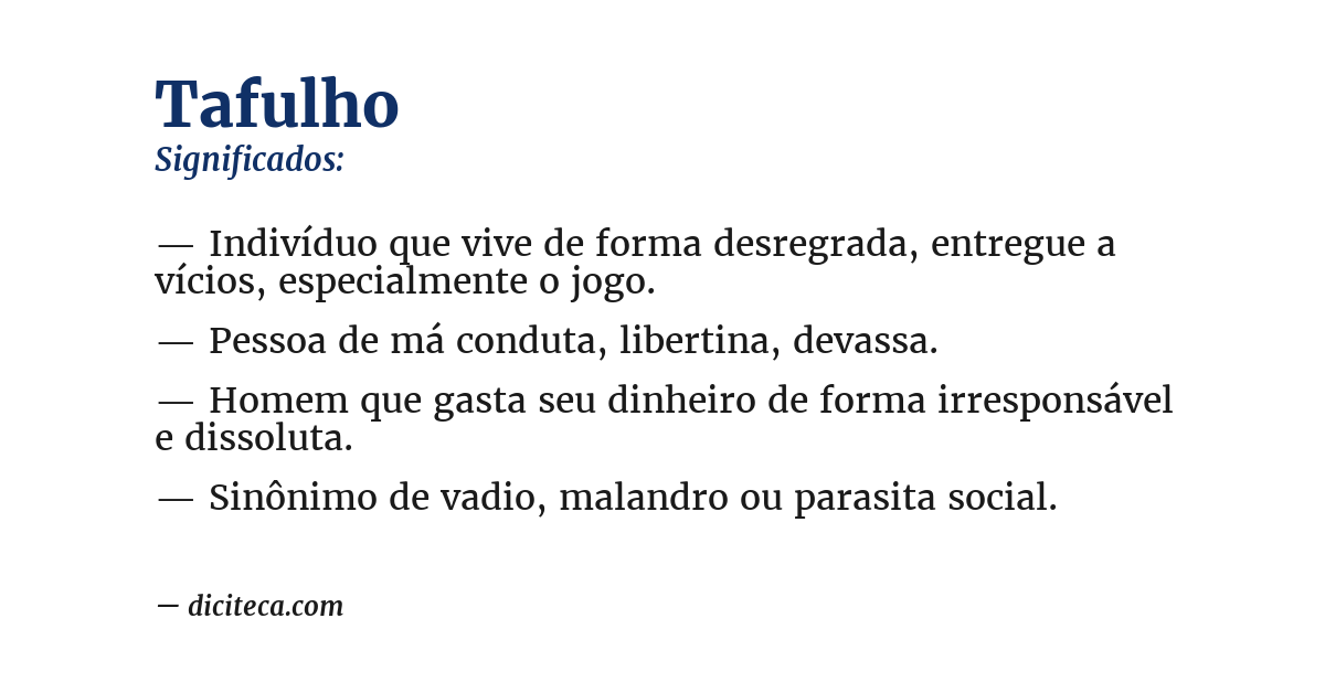 Significado de tafulho