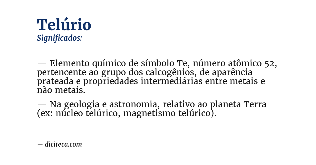 Significado de telúrio
