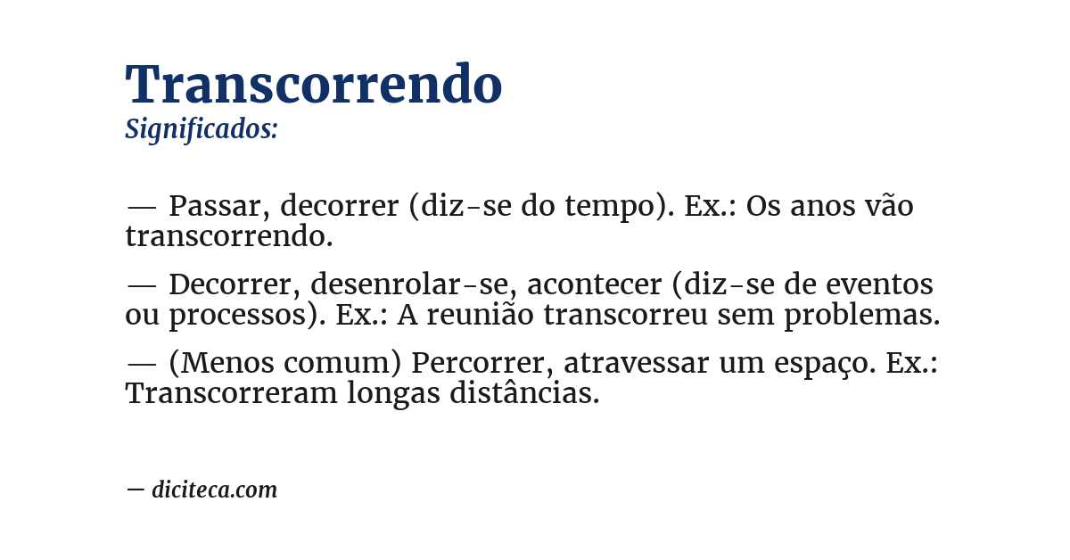 Significado de transcorrendo
