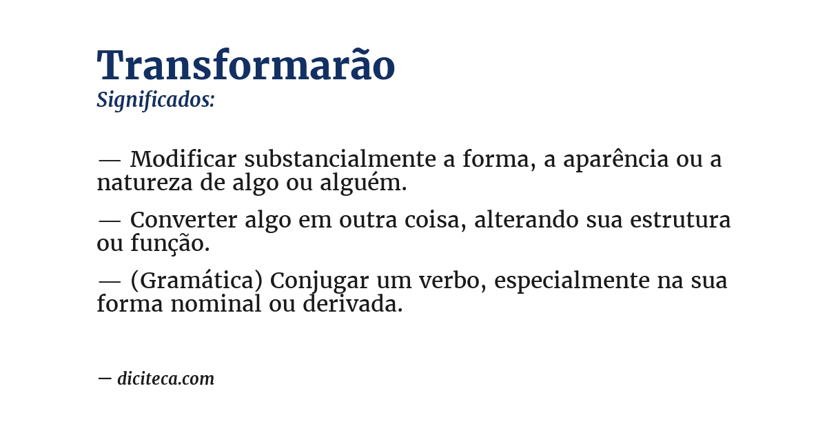 Significado de transformarão