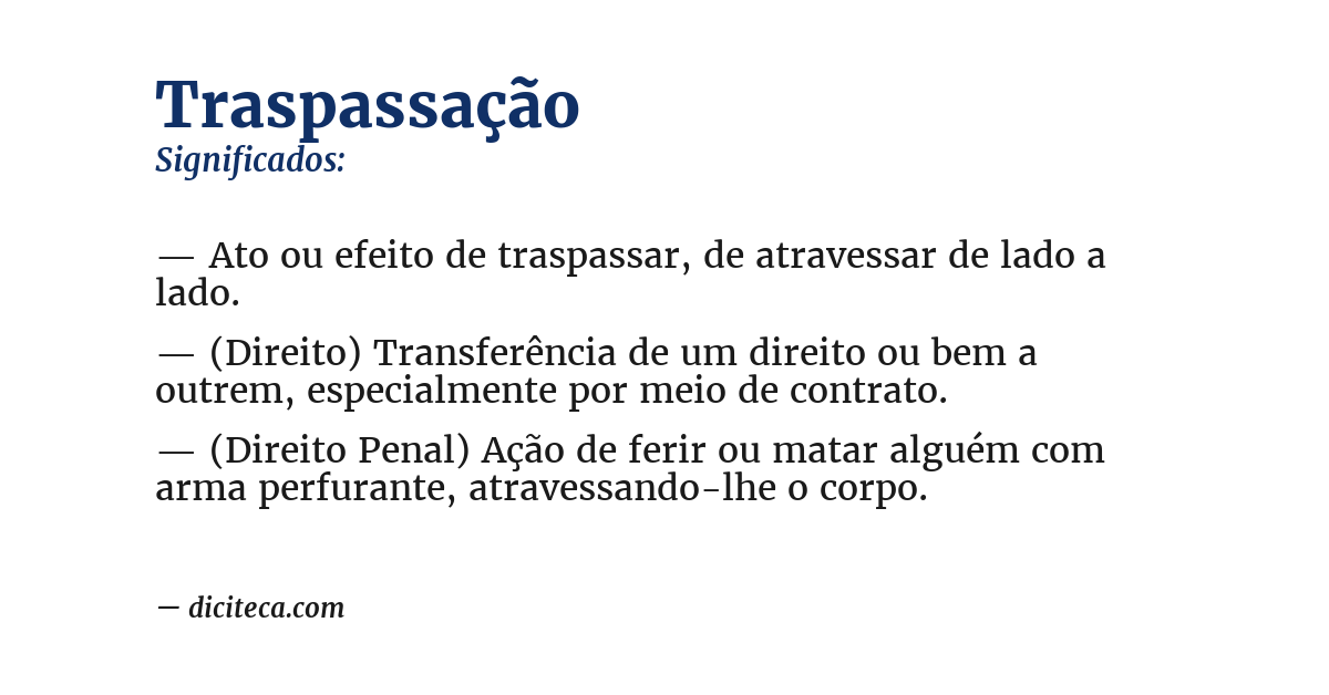 Significado de traspassação