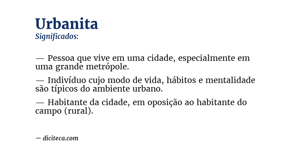 Significado de urbanita