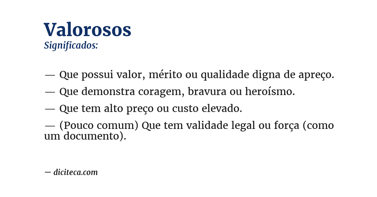Significado de valorosos