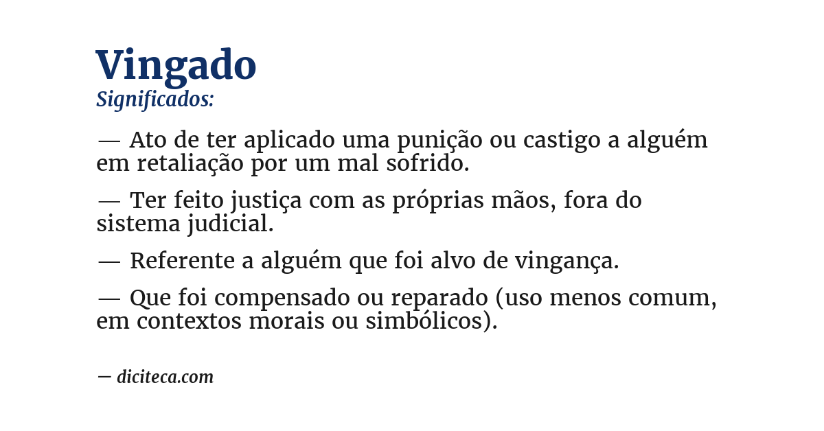 Significado de vingado