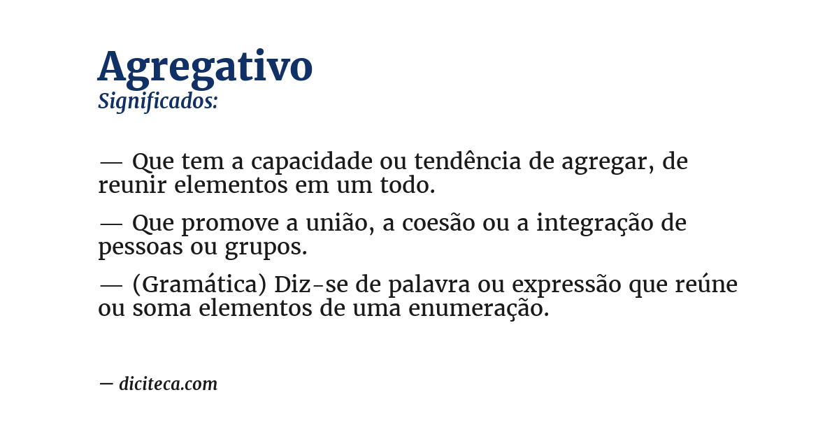 Significado de agregativo