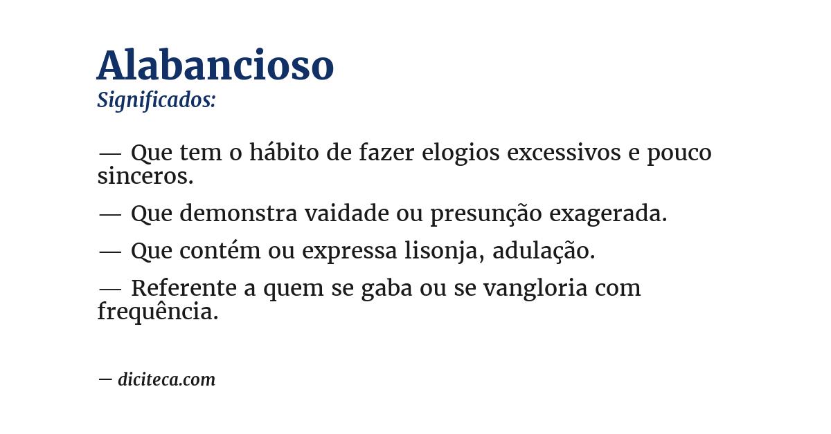 Significado de alabancioso