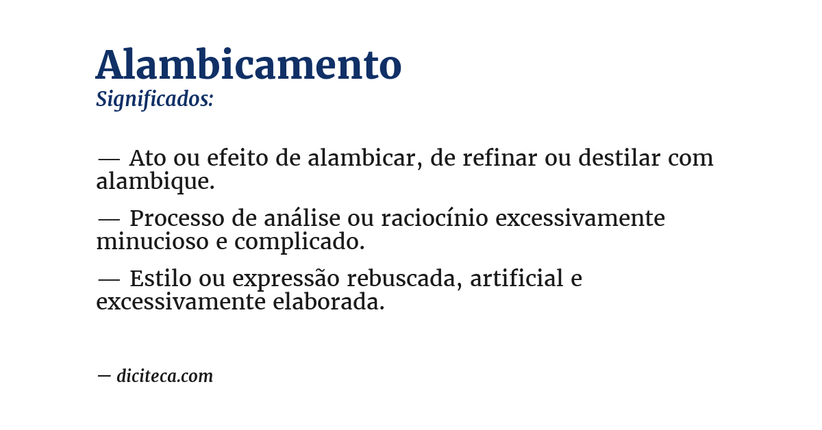 Significado de alambicamento