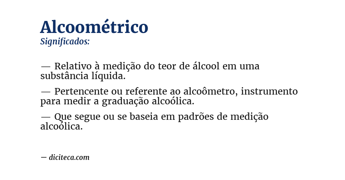 Significado de alcoométrico