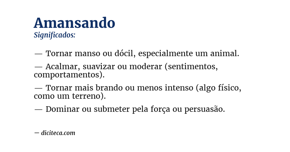 Significado de amansando