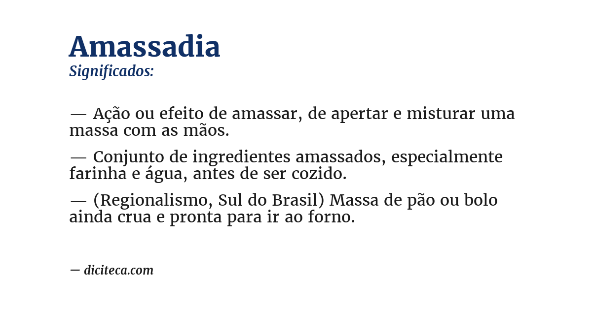 Significado de amassadia
