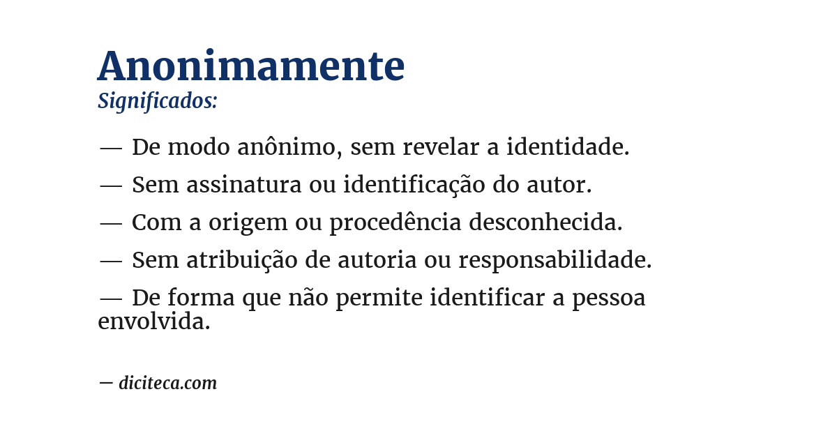 Significado de anonimamente