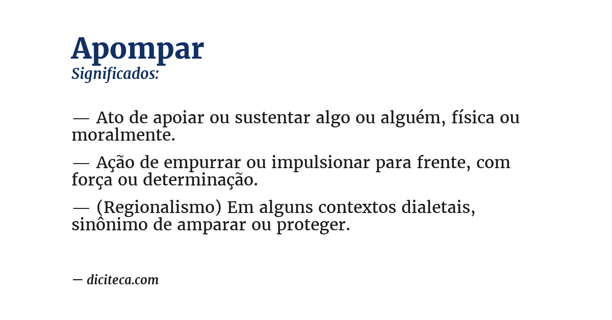 Significado de apompar
