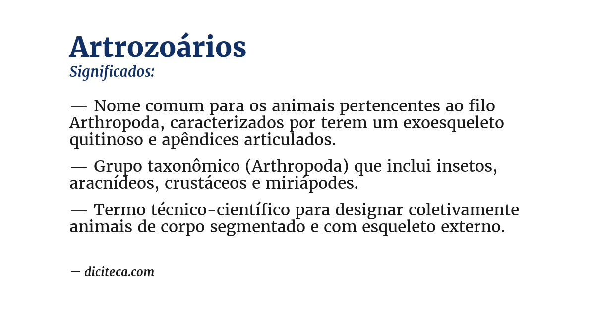 Significado de artrozoários