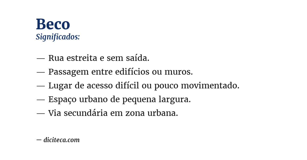 Significado de beco