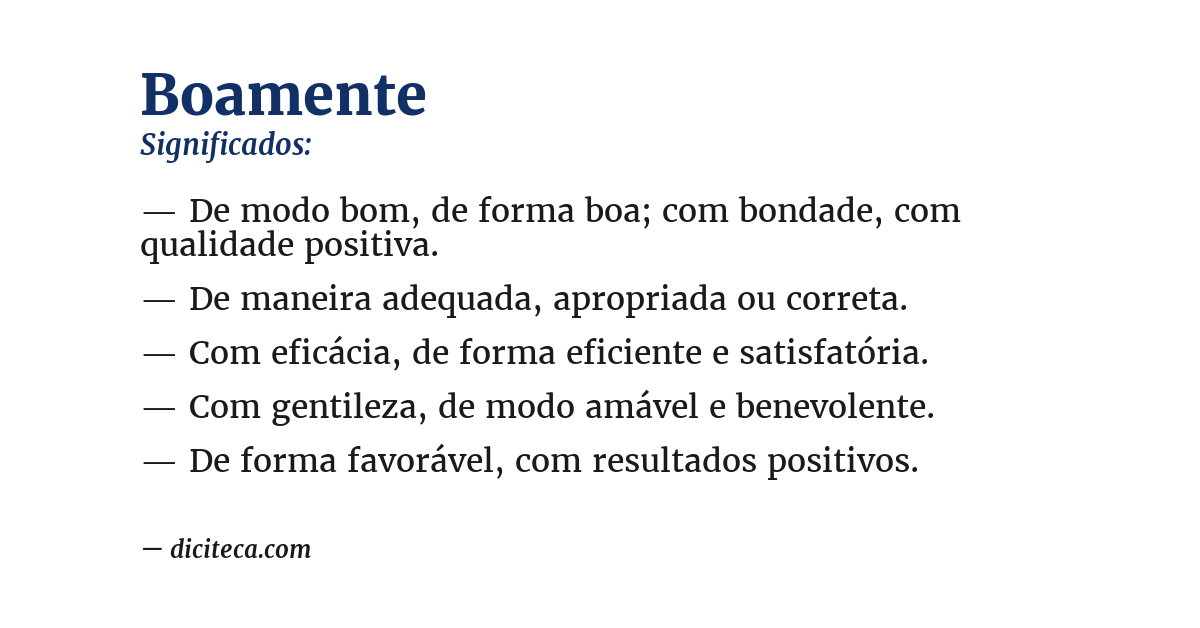 Significado de boamente