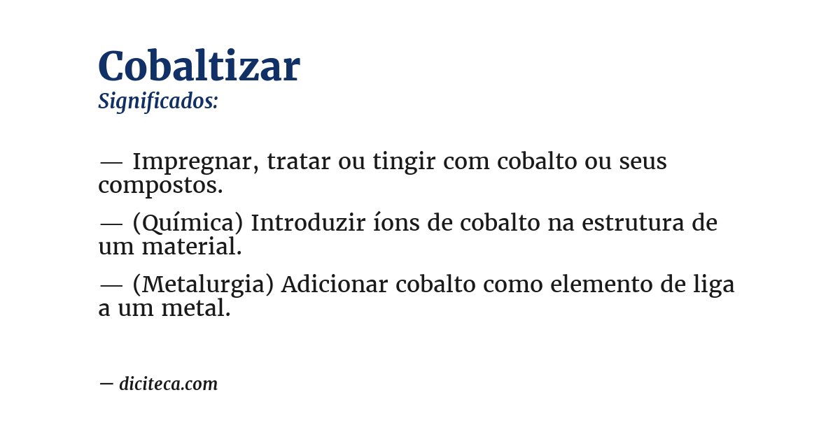 Significado de cobaltizar