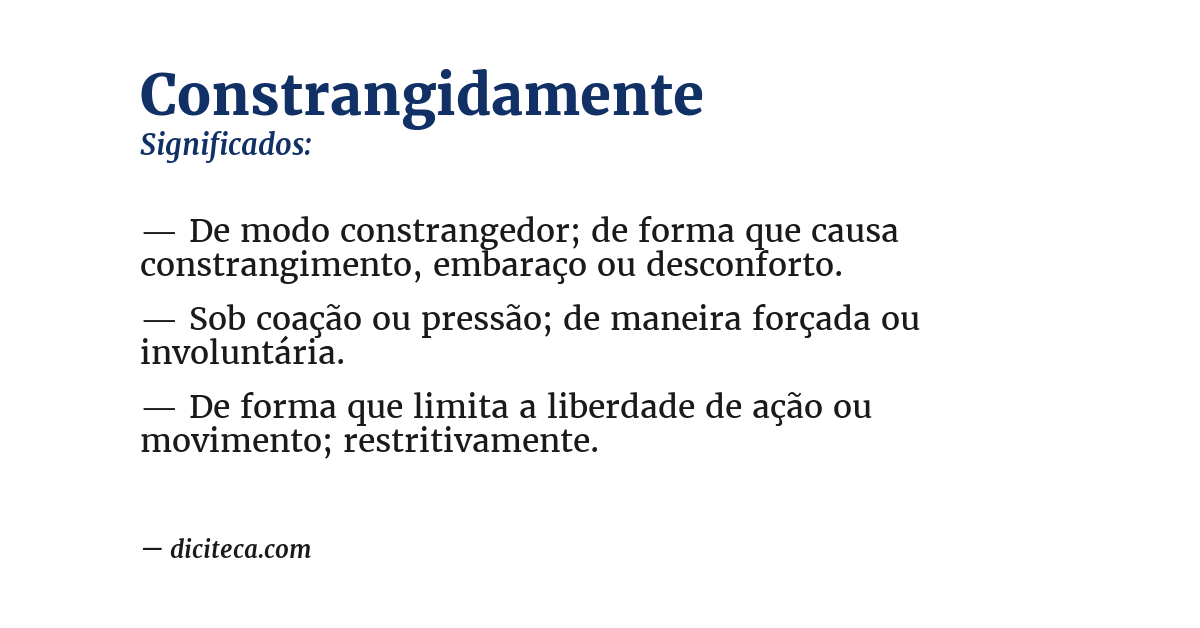Significado de constrangidamente