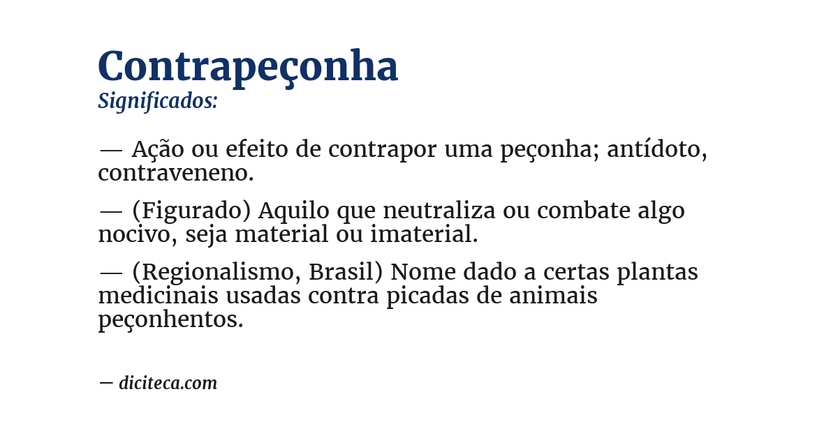 Significado de contrapeçonha