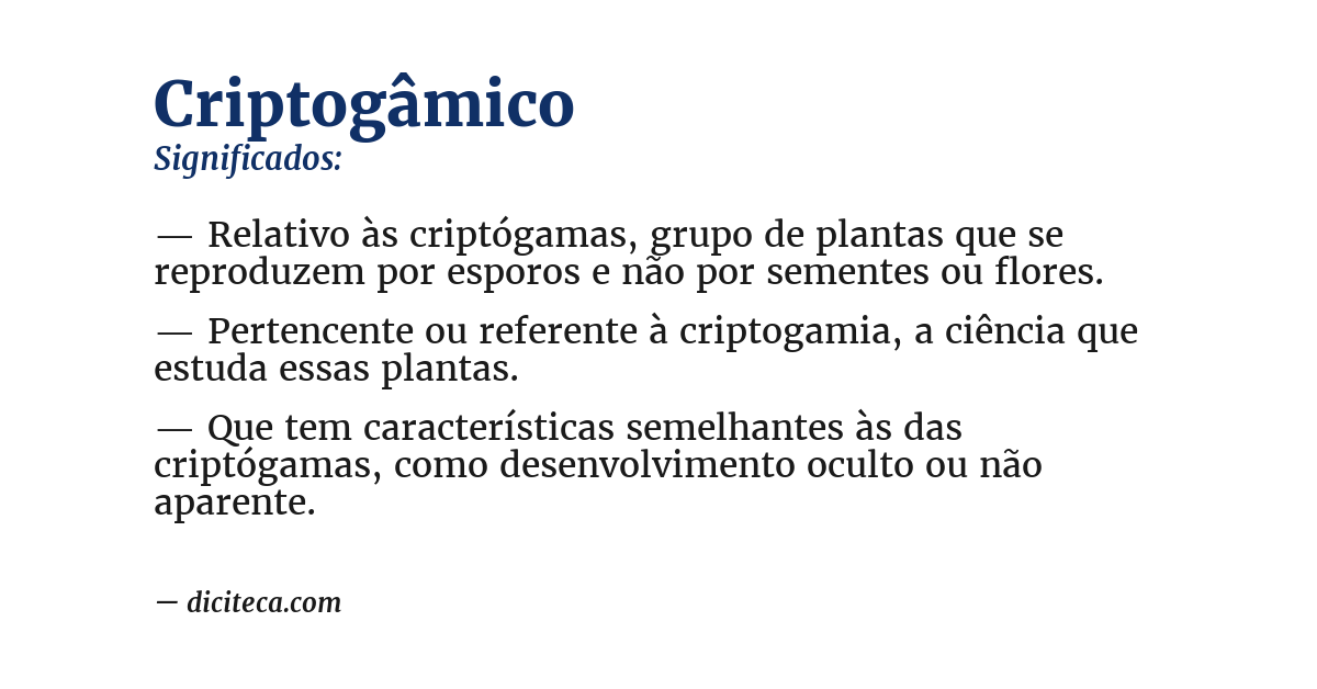 Significado de criptogâmico